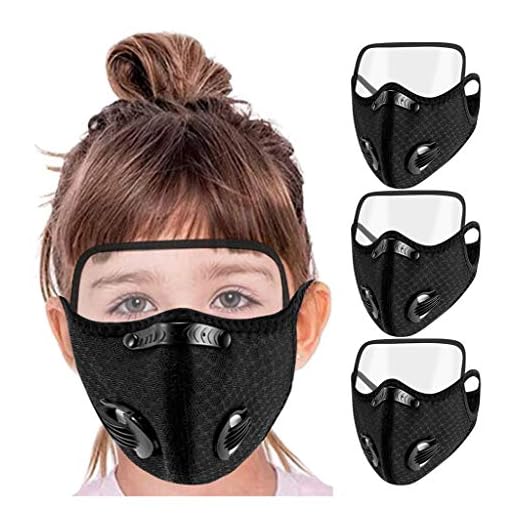 Morran Face mask filter anti damm mun och ansiktsmask säkerhetsmask munskydd med ventil filter för cykling motorcykel träning utomhusaktiviteter(Child,3PCS)