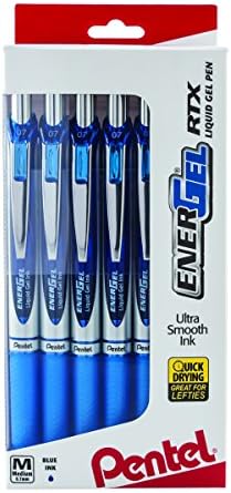 Pentel® EnerGel™ RTX Retractable Liquid Gel Pens, Medium Point, 0.7 mm, 54% Recycled, Blue Barrel, Blue Ink, Pack Of 12