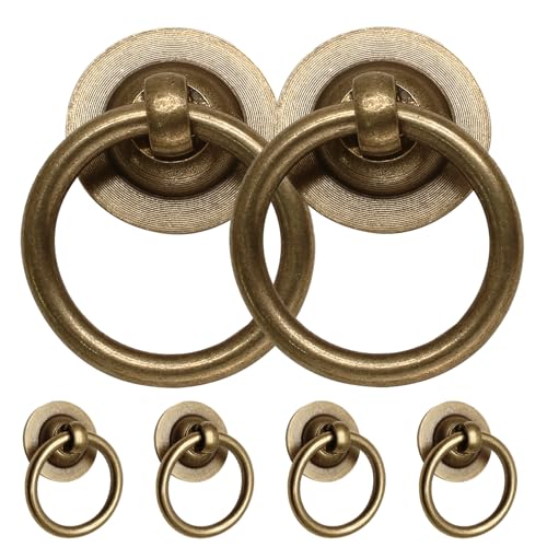 Opfiue 6 PCS Solid Antique Brass Cabinet Pulls,Vintage Kitchen Cabinet Handles Pulls Antique Style Drawer Pulls,Classic Drawer Handles for Cabinets Home Decor