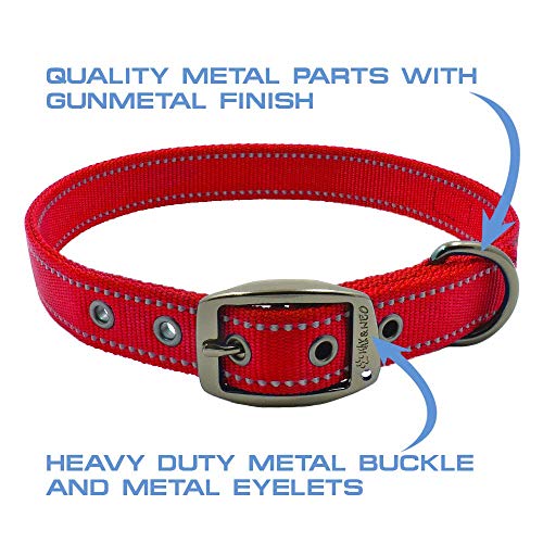 Max And Neo Max Reflective Metal Buckle Dog Collar - We Donate A Collar To A Dog Rescue For Every Collar Sold (Large, Red) #TOP2