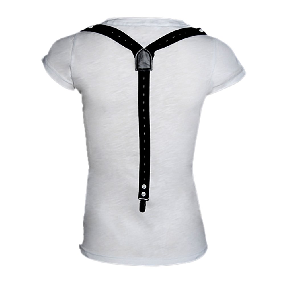 Rammstein Damen T-Shirt Suspender Offizielles Band Merchandise Fan Shirt weiß mit schwarzem Front und Back Print