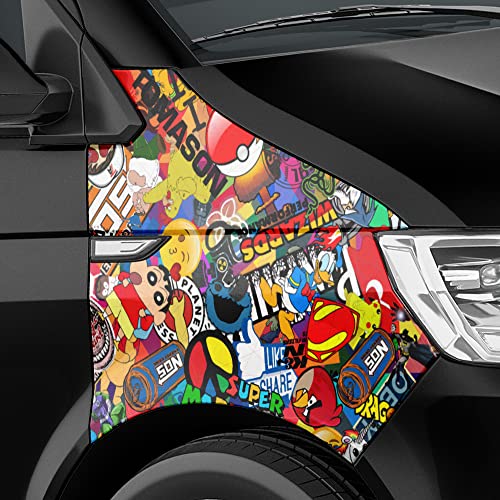 Auto-Dress Stickerbomb - Pellicola adesiva per auto con canali d'aria per auto 3D (50 x 150 cm, motivo: cartoni animati, colore: Colorato, finitura: lucido)
