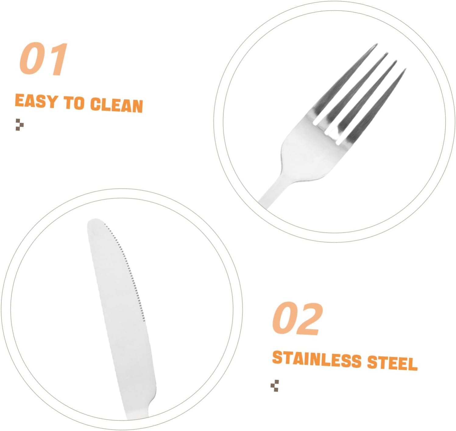 Mikinona 20pcs Stainless Steel Cutlery with Steak Knives Forks Spoons and Tea Spoons for Dining Travel and Parties Stylish Utensils for Home and Restaurant Use