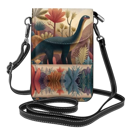 Petit sac à bandoulière en cuir dinosaure de 19,3x12,4 cm pour smartphone