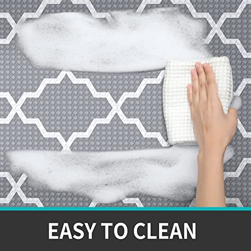 Dexi Kitchen Rugs And Mats Cushioned Anti Fatigue Runner Rug Waterproof Standing Mat 2 Piece Set,17"X29"+17"X59",Light Gray #TOP3