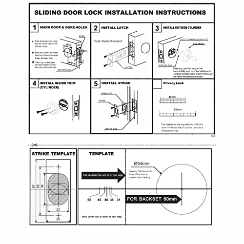 Naubea Pocket Door Lock, Satin Nickel Contemporary Privacy Round Pocket Door Hardware, 2 3/8"(60Mm) Backset, Sliding Pocket Door Lock For Bed/Bath/Barn, Black Pocket Door Latch With Pull Ring Handle #TOP7