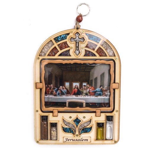 Anandashop La Pintura de la última Cena Placa de Madera del Ornamento del Marco Colgar de la Pared Regalo religioso
