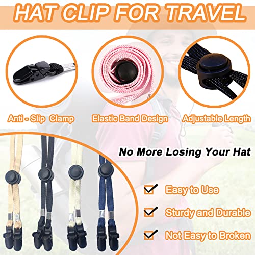 5 Pieces Adjustable Hat Strap Clips Windproof Strap Clips Cap Anti-Loss Strap Hat Chin Cord For Travel, Golfing, Fishing #TOP3
