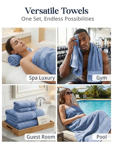 Image of LANE LINEN 24 Piece Towels for Bathroom - 100% Cotton Oversized Bath Quick Dry Spa 2 Extra Large Sheet 4 Towel 6 Hand 8 Wash Cloths Fingertip Allure