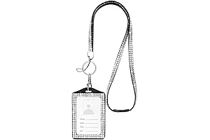 SAVORI Crystal Clear Bling Badge Lanyard with Rhinestone Sturdy Neck Lanyard