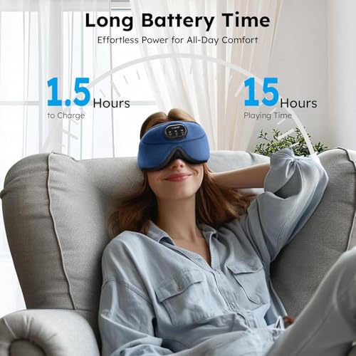 Image of LC-dolida White Noise Sleep Mask, 3D Sleep Bluetooth Headphones with 16 Soothing Sounds, Bluetooth 5.4 Sleep Eye Mask with Timer, Total Blackout Sleeping Headphones for Side Sleeper