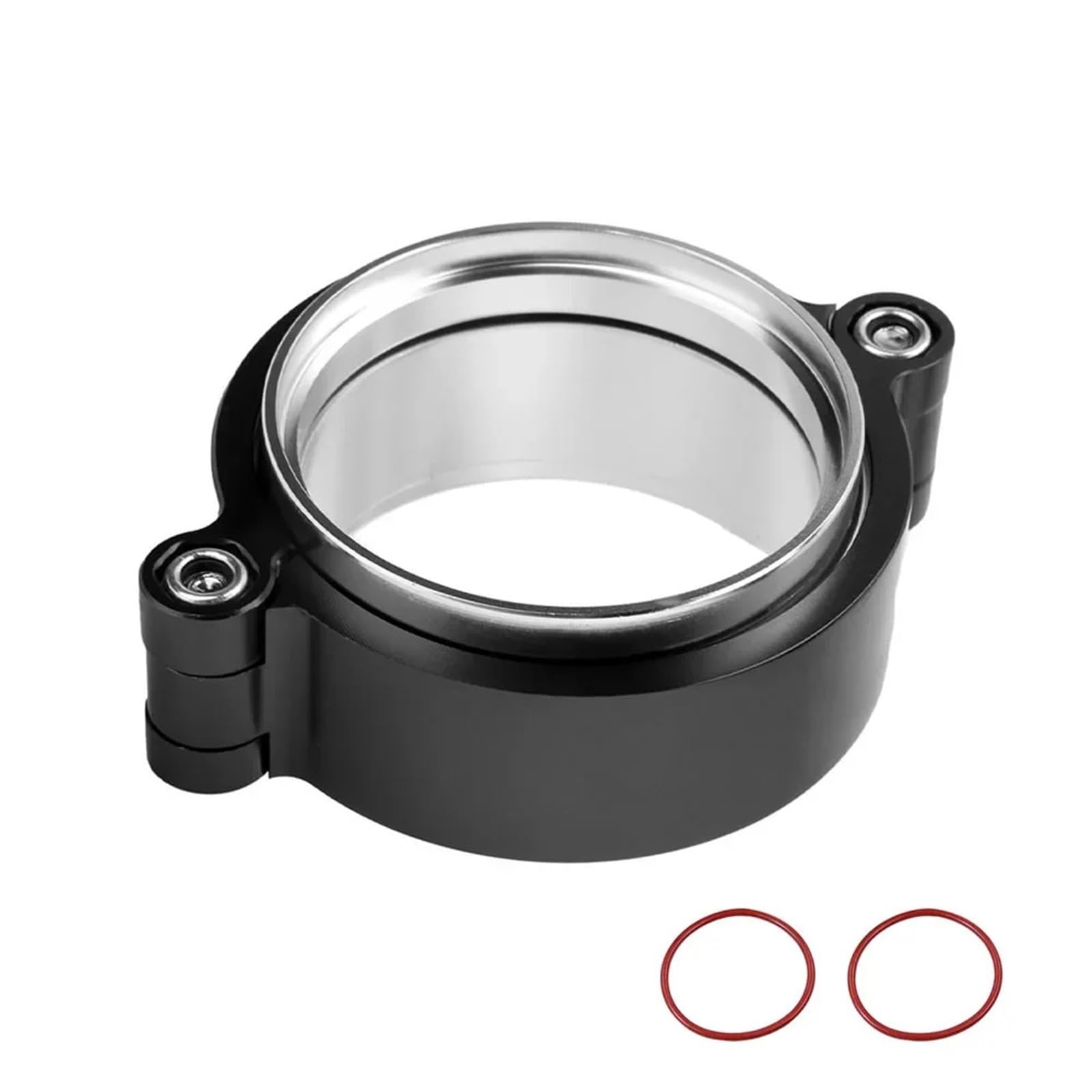 Band Clamps 2"/2.5"/3"/4" Aluminum Exhaust HD V-Band Clamp w Flange System Assembly Anodized with Kit for Turbo Intake Pipe(2.5inch Black)