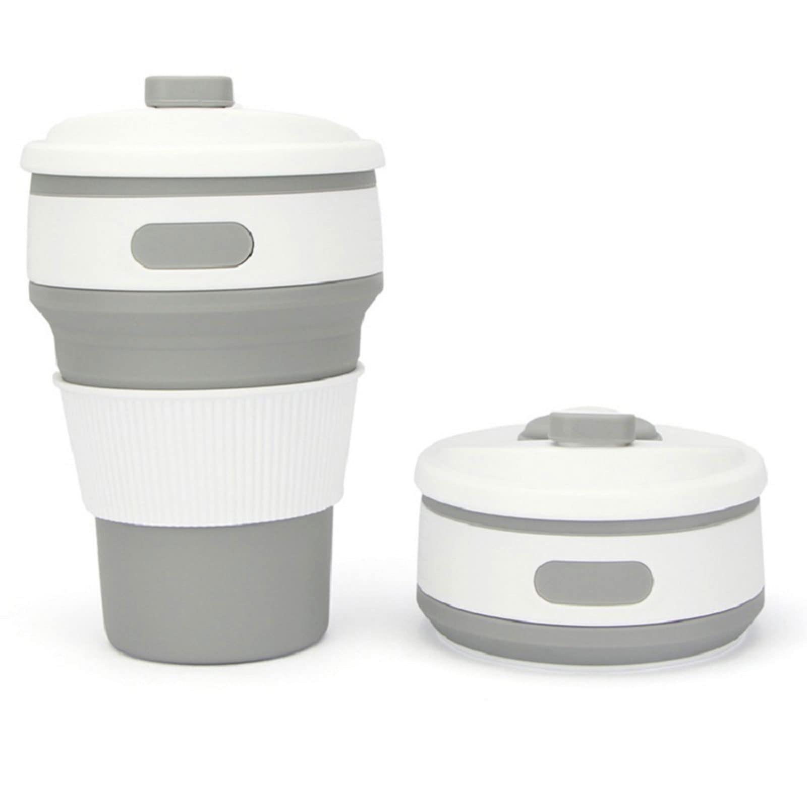 Reise-Kaffeetasse, Kaffeetassen, zusammenklappbare Silikontasse, Faltbare Wassertassen, kostenlose Trinkgeschirr-Tasse in Lebensmittelqualität (Beige)