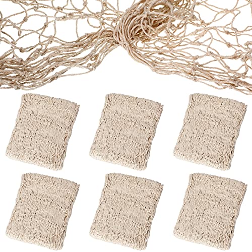 Shappy-6-Pack-Natural-Fish-Net-Decorative-Cotton-Fishnet-Decor-for-Pirate-Party-Mermaid-Nautical-Hawaii-Luau-Ocean-Themed-Wall-Hanging-Beach-Bash-Decoration-Supplies-Beige Shappy 6 Pack Natural Fish Net Decorative Cotton Fishnet Decor for Pirate Party Mermaid Nautical Hawaii Luau Ocean Themed Wall Hanging Beach Bash Decoration Supplies Beige