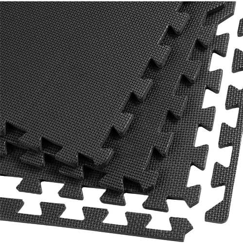 Tatami Fitness Puzzle Pack x 9 (30cm x 30cm x 1cm) con Bordes - Esterilla Antideslizante para Gimnasios - Suelo Goma Eva Espuma para Protección - Colchoneta Ideal para Bebes-Ejercicios-Karate (9)