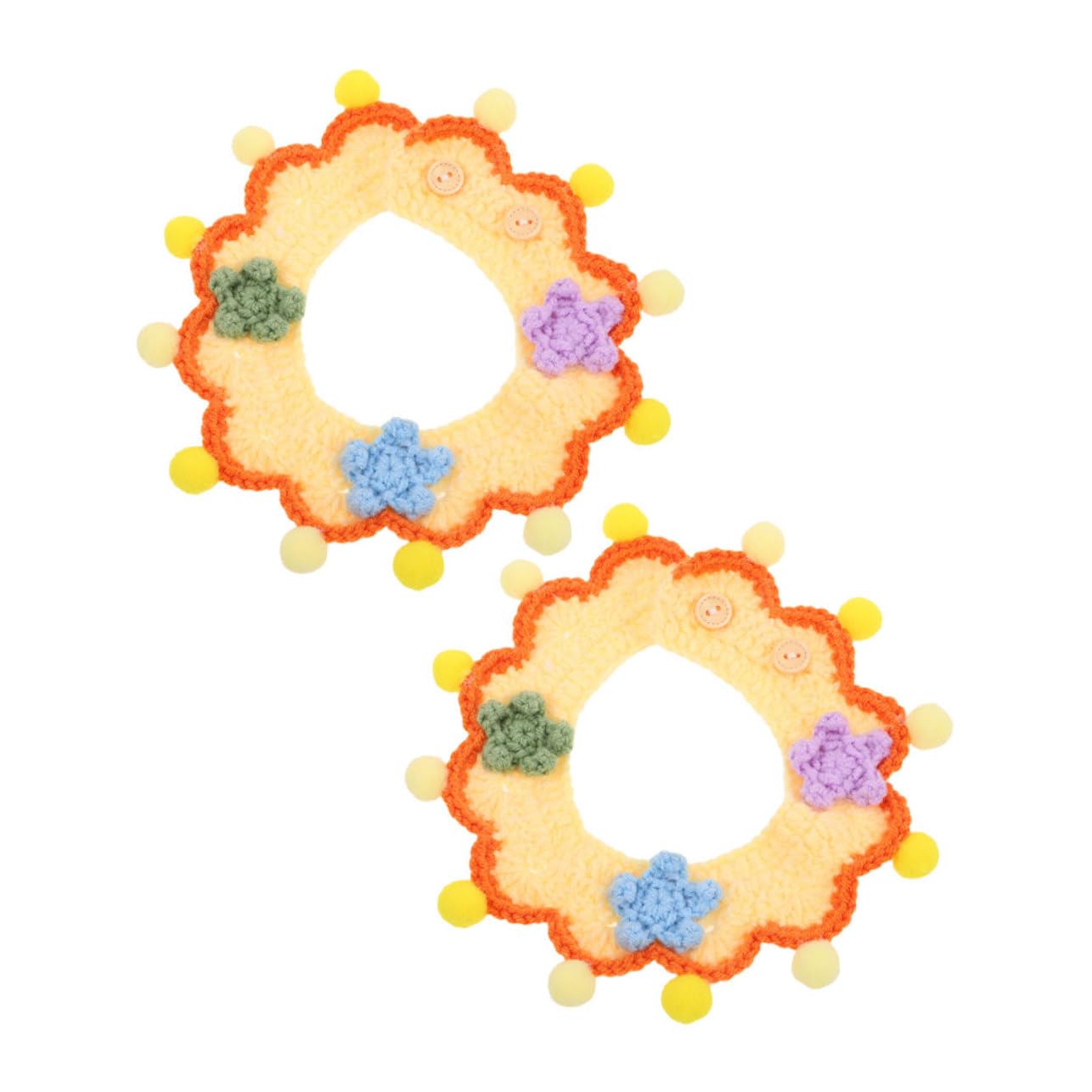 GALPADA 2PCS Adjustable Knitted Pet Collar for Small Dogs Kittens Puppies Fashionable Crochet Neck Decoration Comfortable Wear Resistant Pet Costume Accessory