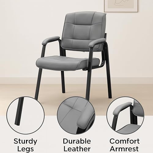 Miniatura 25 de Naomi Home Sillas apilables de piel sintética para invitados de oficina, sillas de recepción con reposabrazos para vestíbulo, clínica, sala