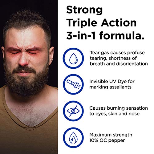 Mace Brand Triple Action Pocket Pepper Spray (Black) – 10’ Powerful Pepper Spray W/ Tear Gas, 3-In-1 Formula, Flip Top Safety Cap, Leaves Uv Dye On Skin – Mace Spray Self Defense, Made In The Usa #TOP1