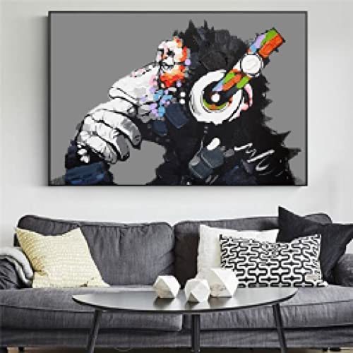 Toile graffiti art DJ Singe pour transformer l'ambiance de votre salon contemporain
