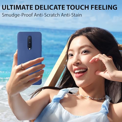Image of LIRAMARK Liquid Silicone Soft Back Cover Case for OnePlus 8 /1+8 (Midnight Blue)