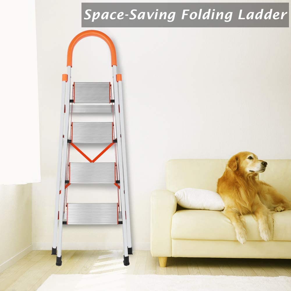 TREPPE Escalera Aluminio Plegable Tijera 4 Peldaños Domestica