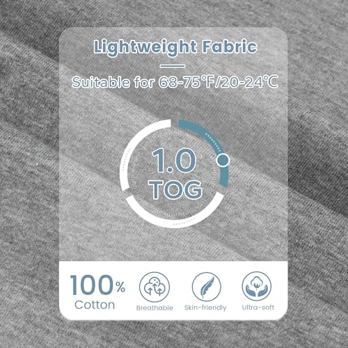Image of ZIGJOY Baby Transitional Swaddles for Newborns: 0.5 Tog Arms Up Sleep Sack 3-6-12 Months Soft Cotton Shark Fin 2 Way Zipper