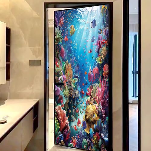 Vinilo decorativo de ventana Frosted Modern Fish 15.7x23.6 pulg miniatura 4