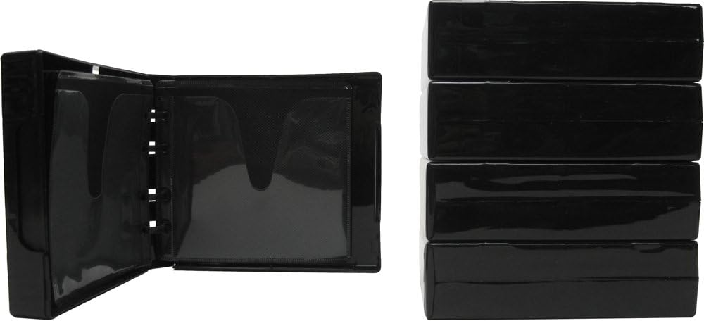 (5) Black 24-Disc Capacity CD DVD 2-Ring Album Wallet Book #CDBR4324BK
