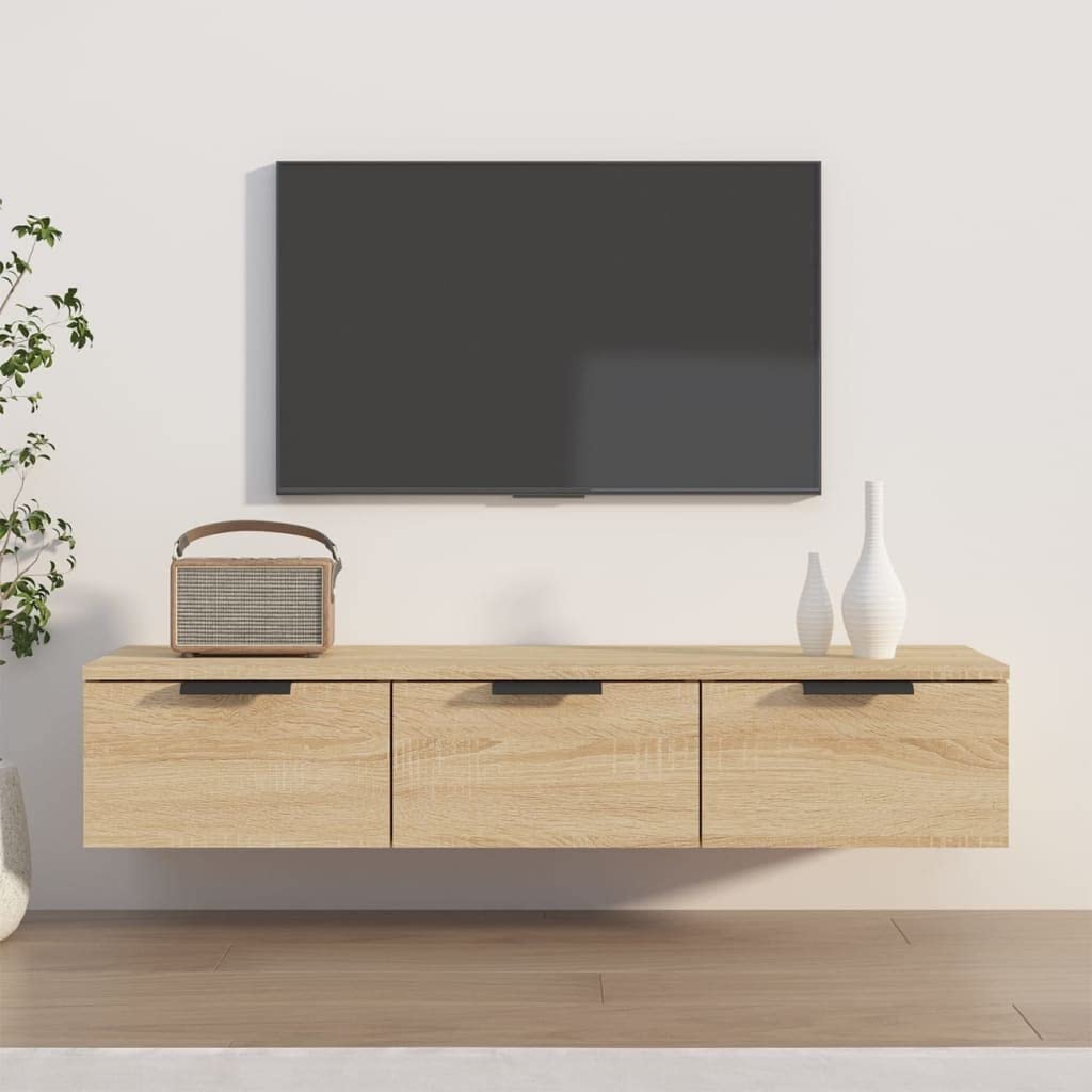 vidaXL Wandschrank TV Schrank Hängeschrank Fernsehschrank Lowboard Fernsehtisch HiFi TV Möbel Wohnzimmer Sonoma-Eiche 102x30x20cm Holzwerkstoff