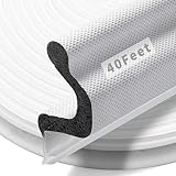 BISOTHAI 40 Feet Long Reach Door Weather Stripping Door Seal Strip, New Upgraded V-Shaped Replacement Kerf Weather Stripping for Door Frame Door Insulation, Easy Cut to Size(White)