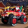 8.5 FT Long Santa in Monster Truck Christmas Inflatables Outdoor Decorations, Christmas Blow Up Santa Claus Yard Decorations for Garden Lawn Xmas Decor
