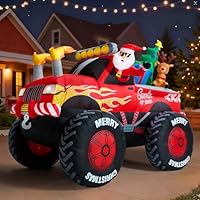 8.5 FT Long Santa in Monster Truck Christmas Inflatables Outdoor Decorations, Christmas Blow Up Santa Claus Yard Decorations for Garden Lawn Xmas Decor