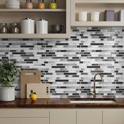 Azulejos autoadhesivos 3D lavables e impermeables para renovar el salpicadero del baño 6