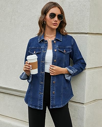 luvamia 2025 Jean Jackets for Women Fashion Denim Jacket Western Oversized Shacket Jacket Button Up with Pockets2