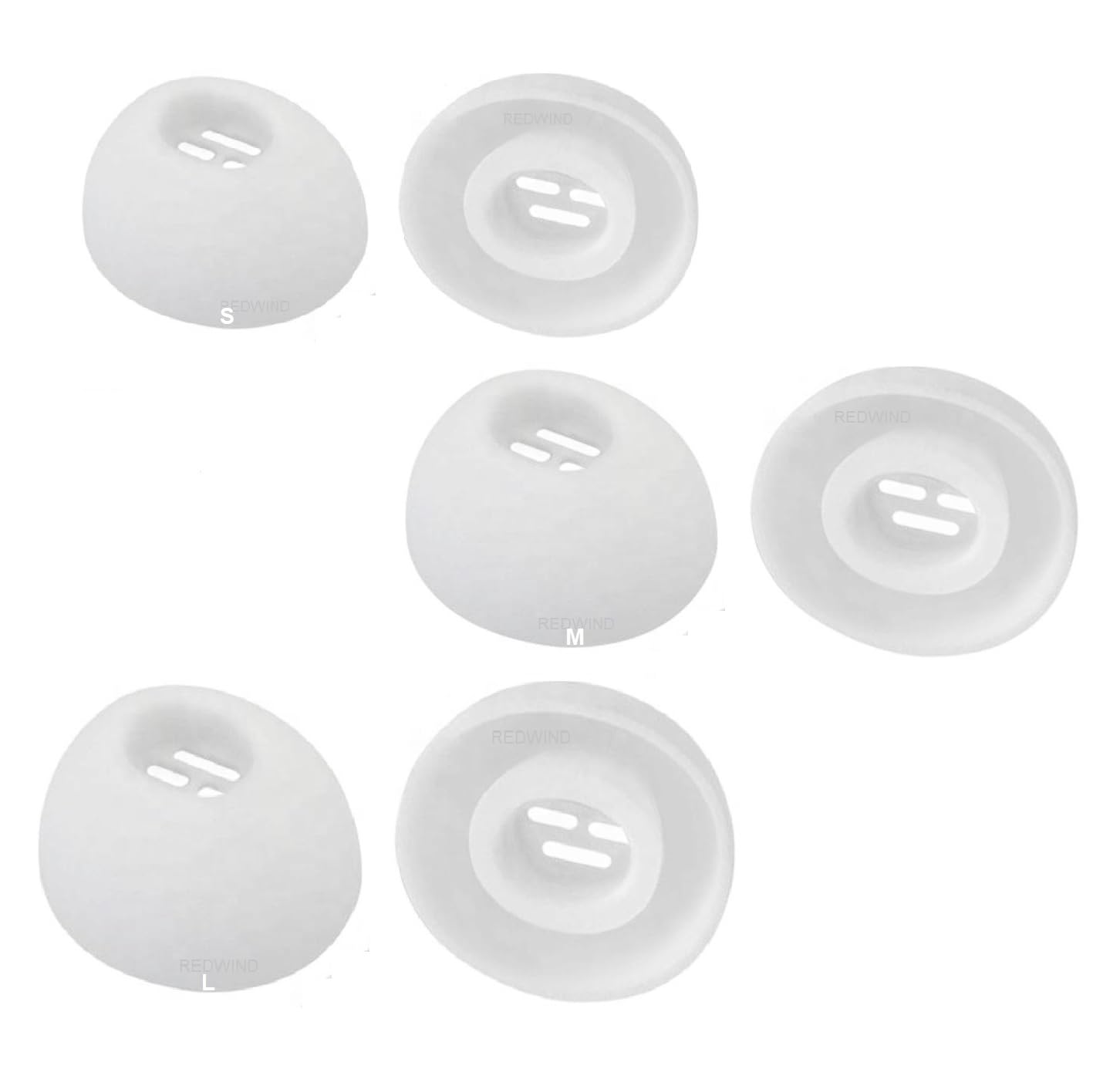 REDWIND Replacement Earphone Silicone Rubber Medium EarTips for Realme Boat JBL Oppo Vivo Samsung One Plus Wired & Bluetooth Neackband Earpads(Inner Hole 3.8mm-4.8mm 6-Pair) (Jali 3-Pair - White)-image-24
