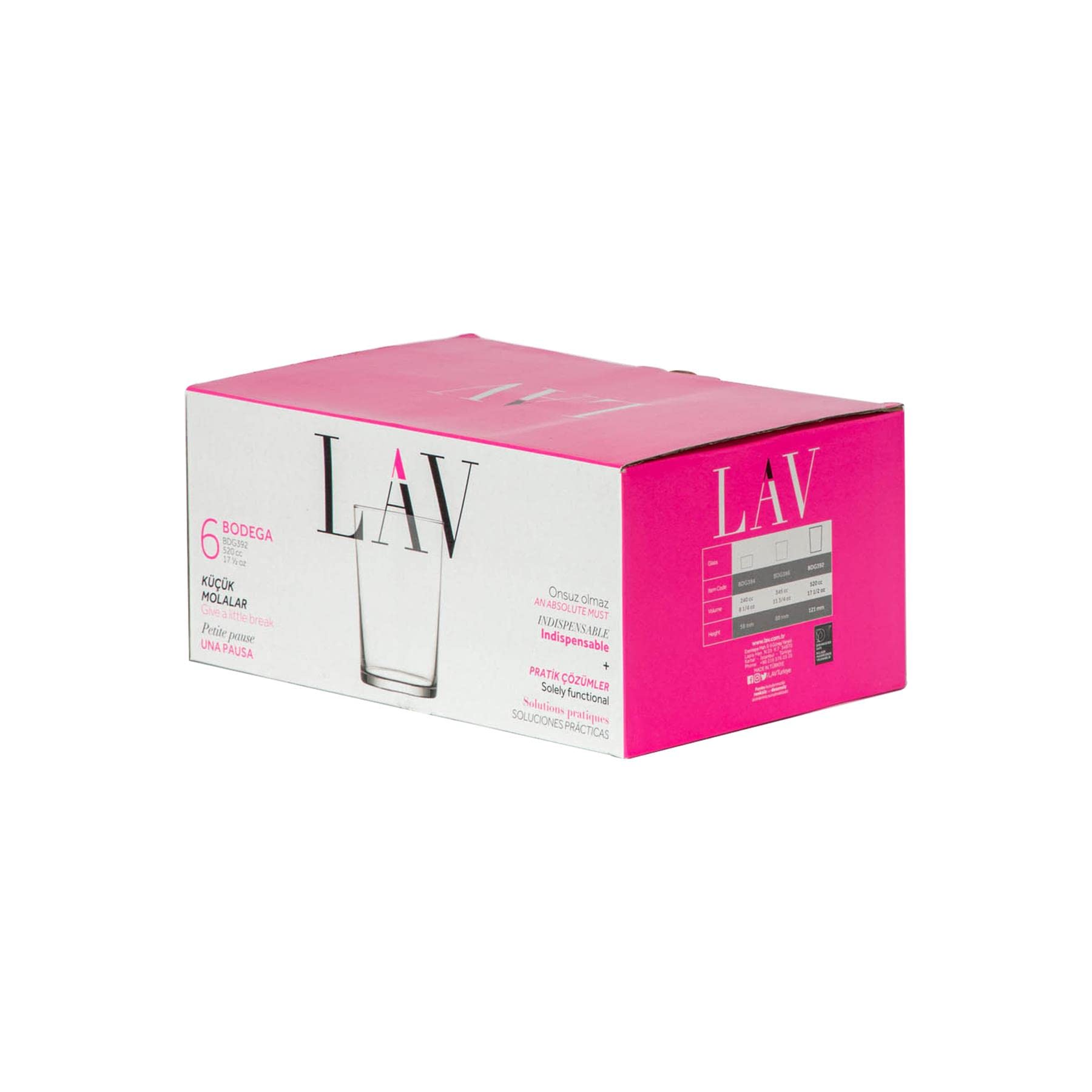 Image secondaire de LAV Bodega Highball Cocktail Lunettes Tumbler - 520ml - Lot de 6