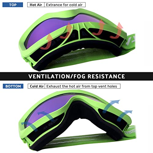 Outdoor Sparta Ski Goggles (4. Green Frame, Full Lens Revo Green Coating) #TOP4