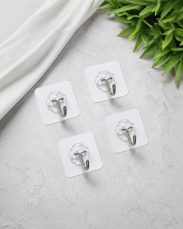 Transparent Self Adhesive Heavy Duty Wall Hook | Waterproof No Drill Multipurpose Hook for Bathroom, Kitchen & Home pics of10-image-46