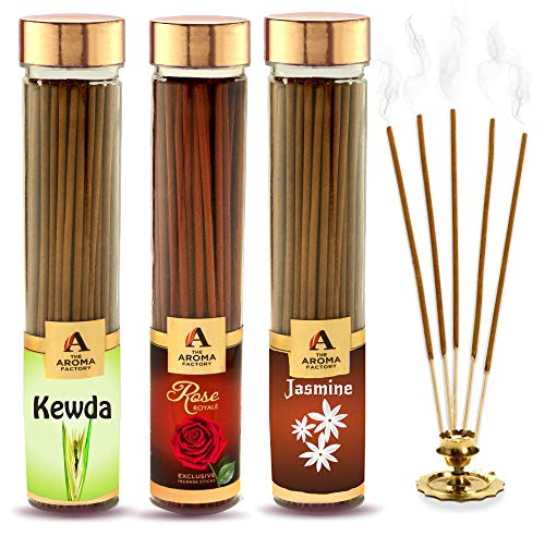 Image of The Aroma Factory Rose, Kweda, Jasmine Agarbatti, 3x100g