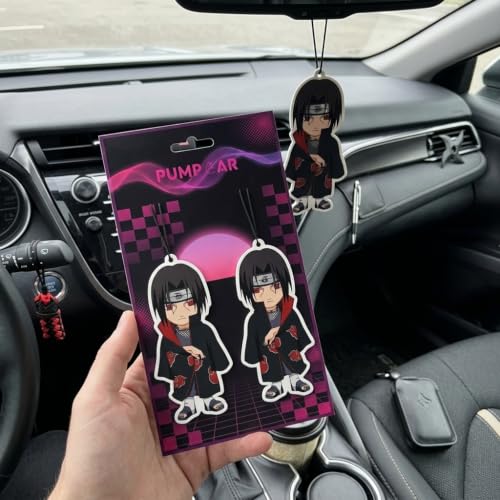 Image of PumpCar 2 pieces double-sided Itachi hanging cartoon vanilla-scented funny car air freshener Cool hanging for rearview mirror Car Interior Accessories Gifts Anime Manga Fans Ninja Shinobi Truck SUV