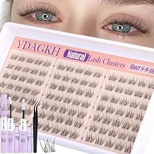 Short Lash Clusters Kit 8-9-10mm Velure Natural Eyelash Clusters Kit Clear Band Wispy Cluster Eyelash Extensions CC Curly Invisible Individual Lashes with Clear Lash Bond and Seal for Beginner Daily