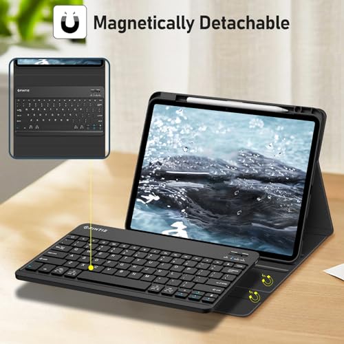Image of FINTIE Keyboard Case for iPad Air 13-inch M4 /M3 /M2 (2026 /2025 /2024) with Pencil Holder - Soft TPU Back Cover with Magnetically Detachable Bluetooth Keyboard, Black
