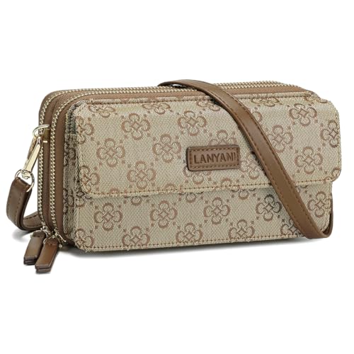 Image of Lanyani RFID Crossbody Wallet Wristlet Purse with Phone Pocket For Women Vegan Leather