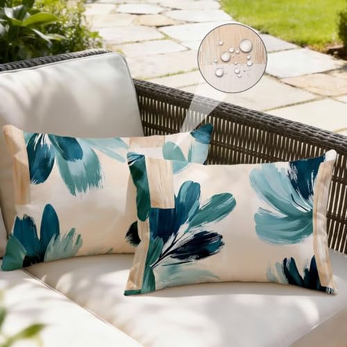 Housse coussin exterieur impermeable 40x80 lot de 2 graffiti en lin - 3