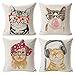 Hidecor Ozdobne poszewki na poduszki z kotem poszewki na poduszki bawełna len na zewnątrz poszewka na poduszkę na kanapę łóżko sofa patio samochód, 45 cm x 45 cm, zestaw 4