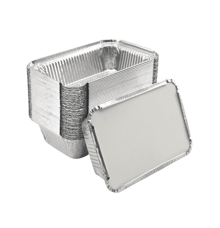 KURTT 845 - Barbecue in alluminio usa e getta con coperchio - Vaschette in alluminio usa e getta - Ciotole in alluminio - Ciotole in alluminio - Vaschette in alluminio - 500 pezzi, 845-500L