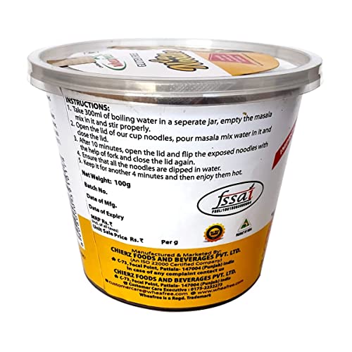 Wheafree Gluten Free Cup Noodles (Pack of 4 x 100g each) | Quick and Easy to Cook | New & Better Formulation | Comes with Tastemaker | Vegetarian