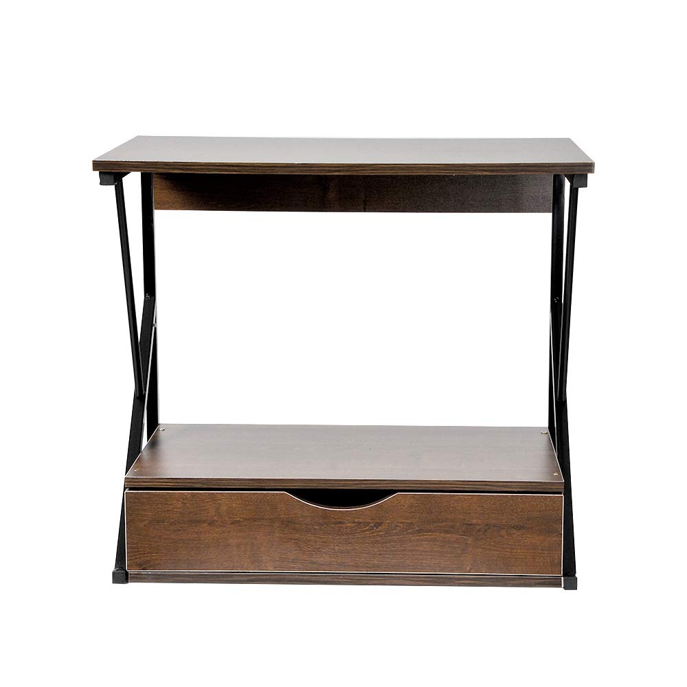 Mikrowellenregal mit Schublade, 2-stufiges Küchenregal aus Holz & Metall, Stabiler Küchenorganizer für Arbeitsplatte, Ablage für Mikrowelle, Toaster & Küchengeräte (Eiche/Schublade)