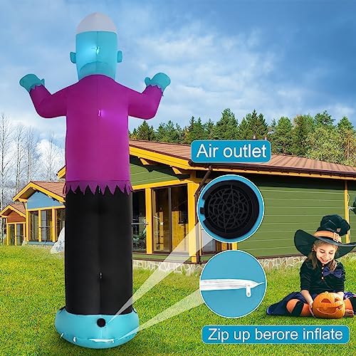 511mVQeU8aL._AC_ 3.7 m Blue Zombie Halloween Outdoor Inflatable Decoration, Scary Skeleton Zombie with LED Lights, Holiday Inflatable Decoration for Outdoor Patio, Garden, Lawn