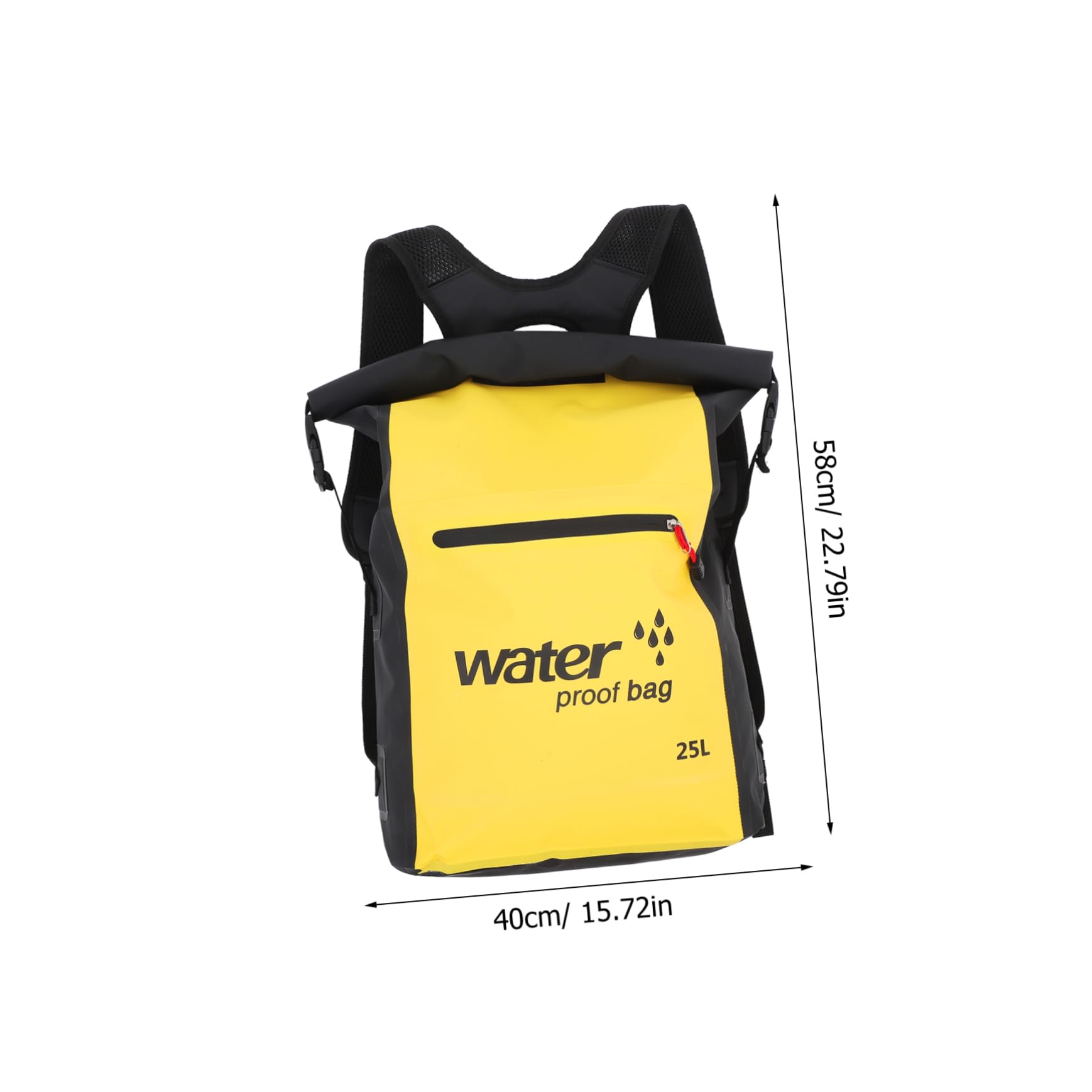 Dry Bag 25l in Pvc Nero, Zaino Idrorepellente per Vacanze Estive